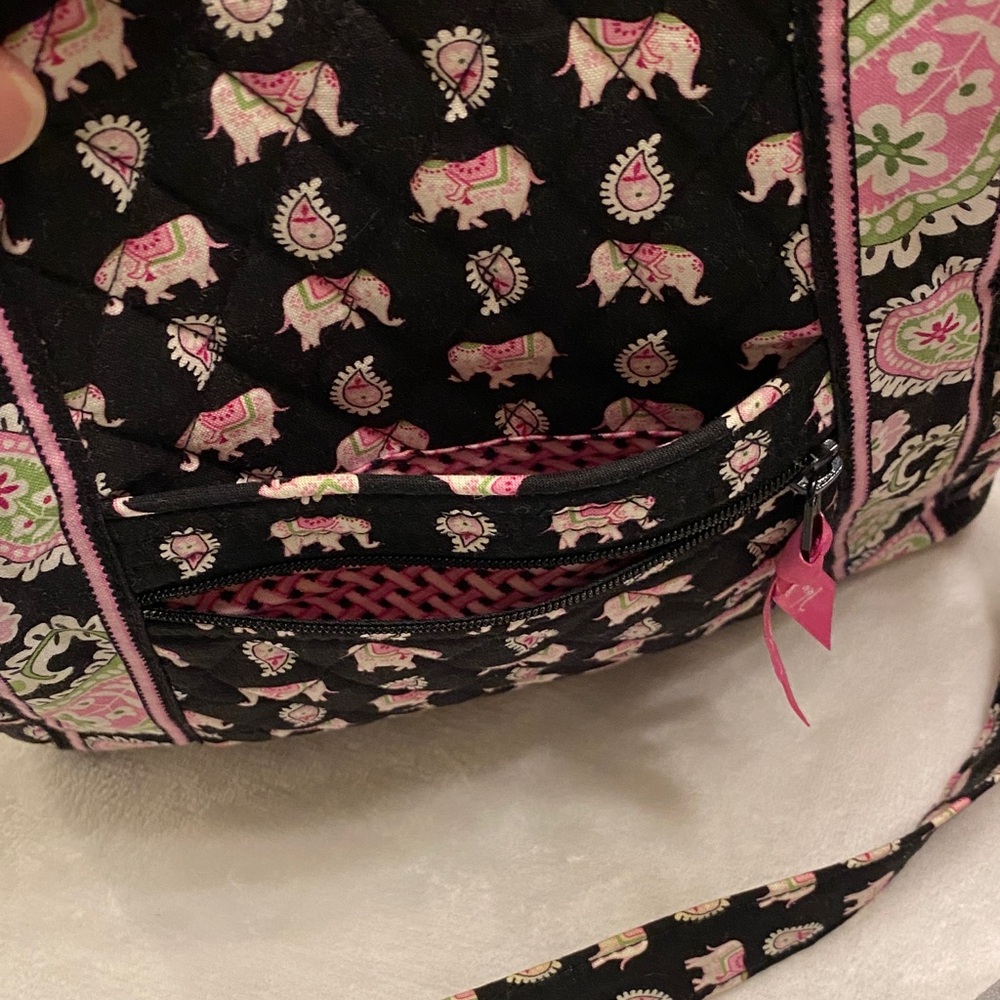 Vera Bradley Black and Pink Elephant Crossbody Bag - Picture 4 of 6